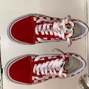 Red and white vans